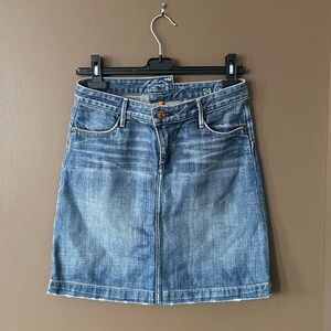 Earnest Sewn Women's Blue Denim Mini Skirt - Casual Straight Silhouette
